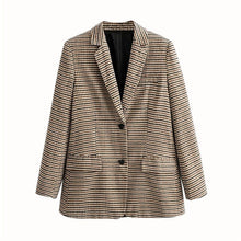 Load image into Gallery viewer, Women plaid Suit Casual Blazer High Waist Skirt Office Lady Notched Jacket Skirt Suits Europe Femme 2 pieces set